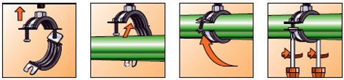 Порядок монтажа ETS plus - Хомут для монтажа трубопроводов