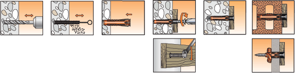 Порядок монтажа EX - Универсальный нейлоновый дюбель 